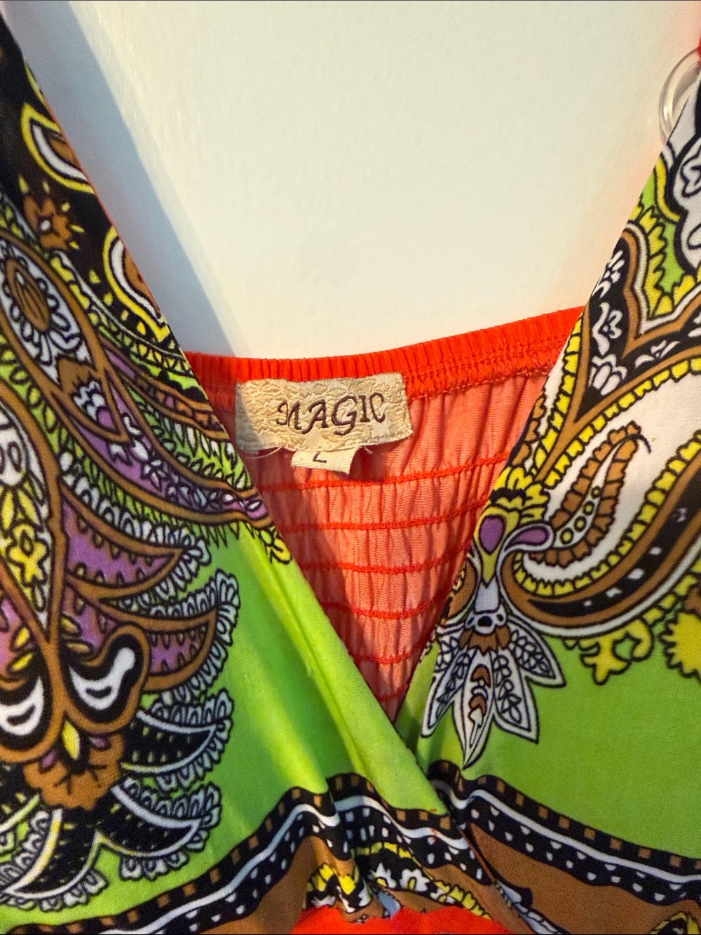 Magic Vibrant Orange & Lime Paisley Midi Dress - Picture 3 of 9